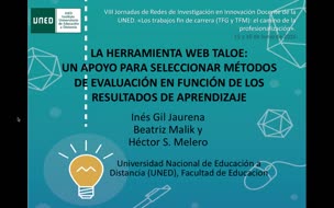 La herramienta web TALOE: un apoyo para seleccionar métodos de evaluación en función de los resultados de aprendizaje