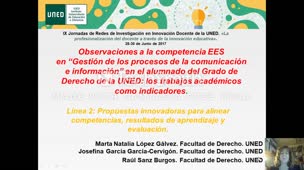 Observaciones a la competencia EES en "Gestión de los procesos de la comunicación e información" en el alumnado del Grado de Derecho de la UNED: los trabajos académicos como indicadores.