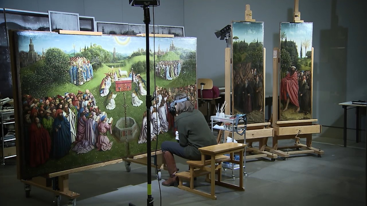 La restauración del políptico del cordero místico de los hermanos Van Eyck