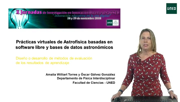 Prácticas virtuales de Astrofísica basadas en software libre y bases de datos astronómicos