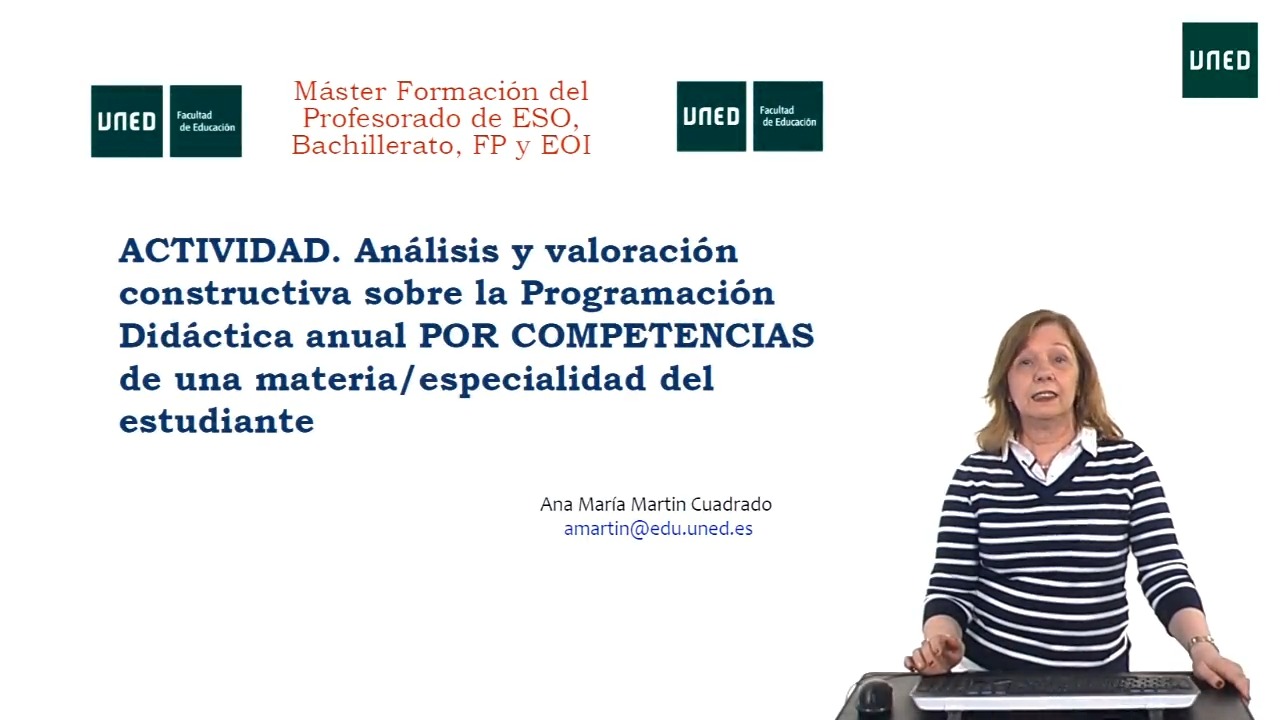 Análisis y valoración constructiva sobre la Programación Didáctica anual por competencias de una materia/especialidad del estudiante