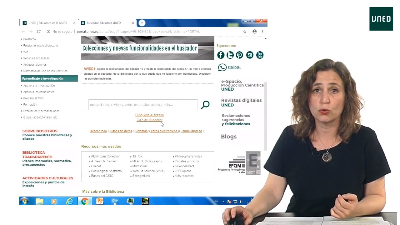 Searching UNED library discovery tool