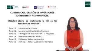 2.1 Curso MOOC Gestión de inversiones sostenibles y responsables. Introducción al módulo 2