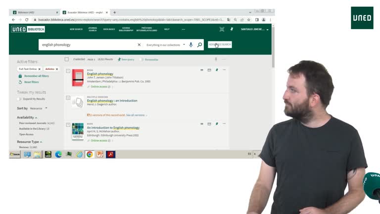 Using UNED library discovery tool