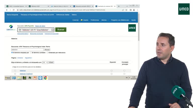 Búsquedas en PsycINFO utilizando el tesauro de la APA