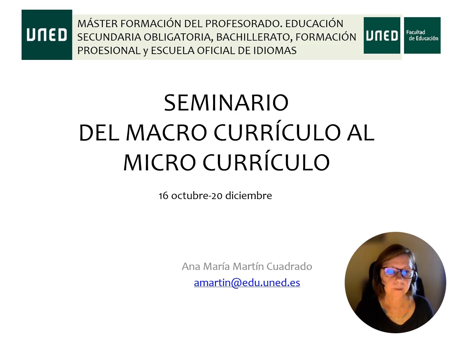 Presentación del Seminario. Del Macro Currículo al Micro Currículo