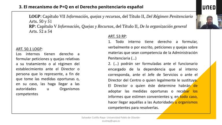 Peticiones y quejas de las personas presas