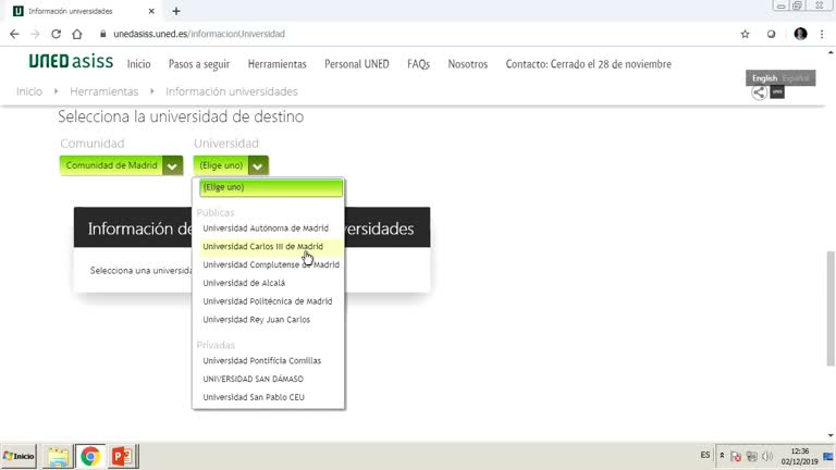 Información de Universidades