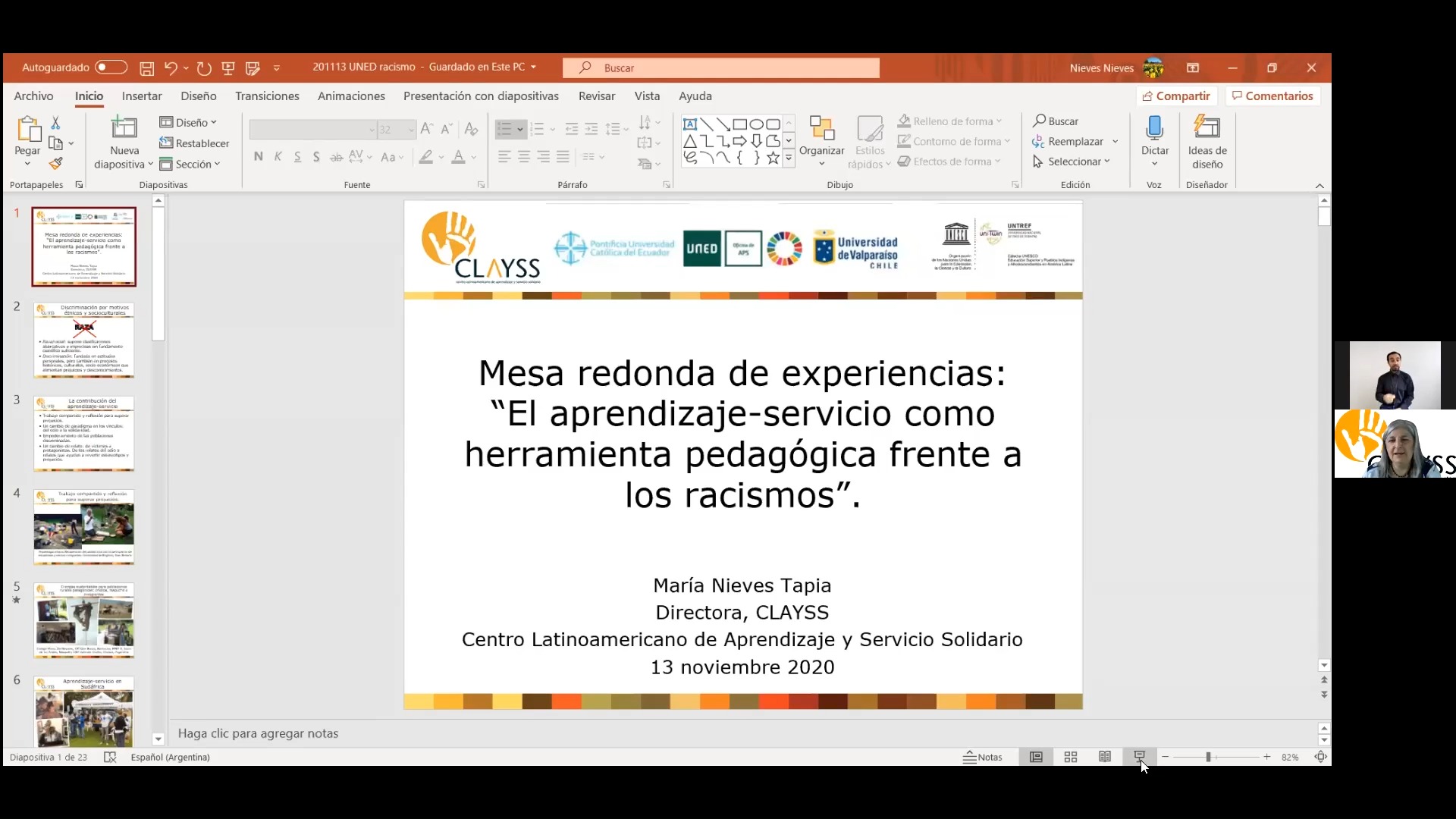 Intervención de Mª Nieves Tapia