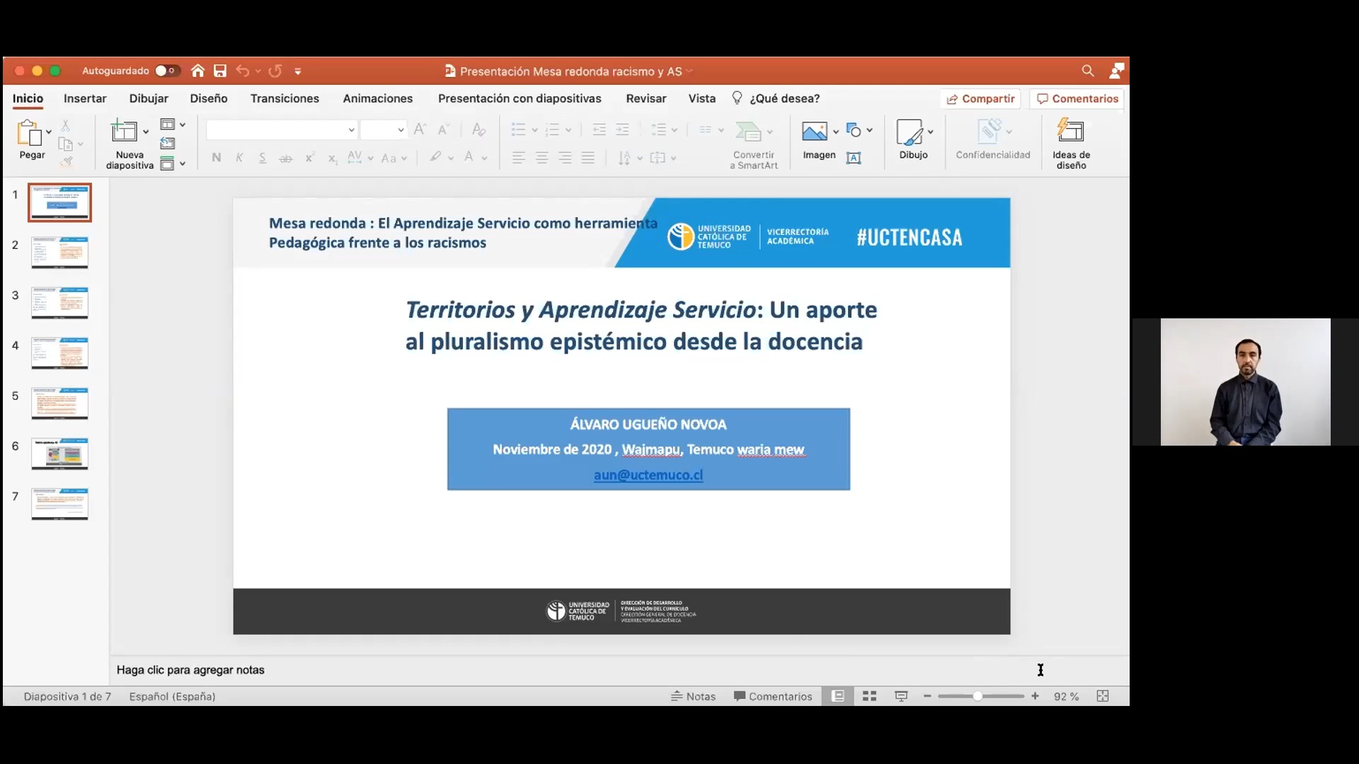 Territorios y aprendizaje Servicio: Un aporte al pluralismo epistémicos desde la docencia: Álvaro Ugueño Novoa