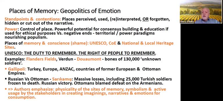 Places of Memory and Legacies – in an Age of Insecurities and Globalization (Trajectory from research to book publication, Springer, 2020)