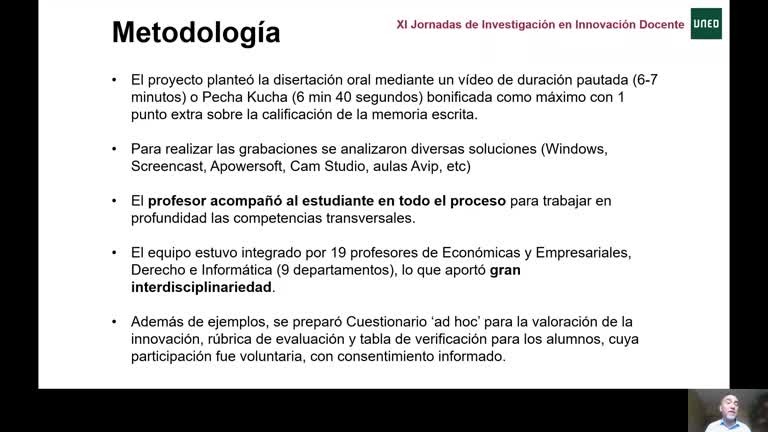 049. Línea 5. Defensa oral del Trabajo Fin de Estudios a través de Vídeo en la UNED: Impulso a las competencias trasversales