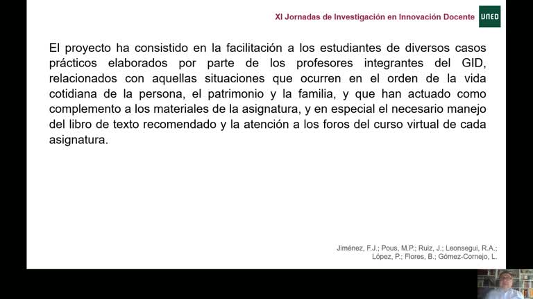 090. Línea 1: Aplicación de la metodología del ABP en la docencia de las asignaturas de Derecho Civil en el Grado de Trabajo Social.