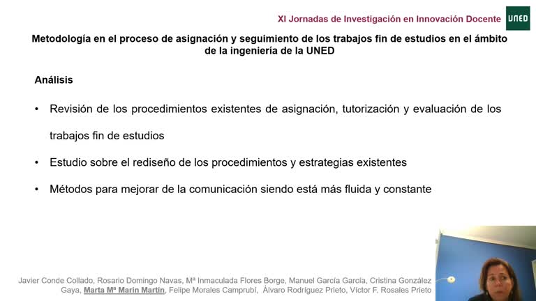 048. Linea 5. Metodología en el proceso de asignación y seguimiento de los trabajos fin de estudios en el ámbito de la ingeniería de la UNED 