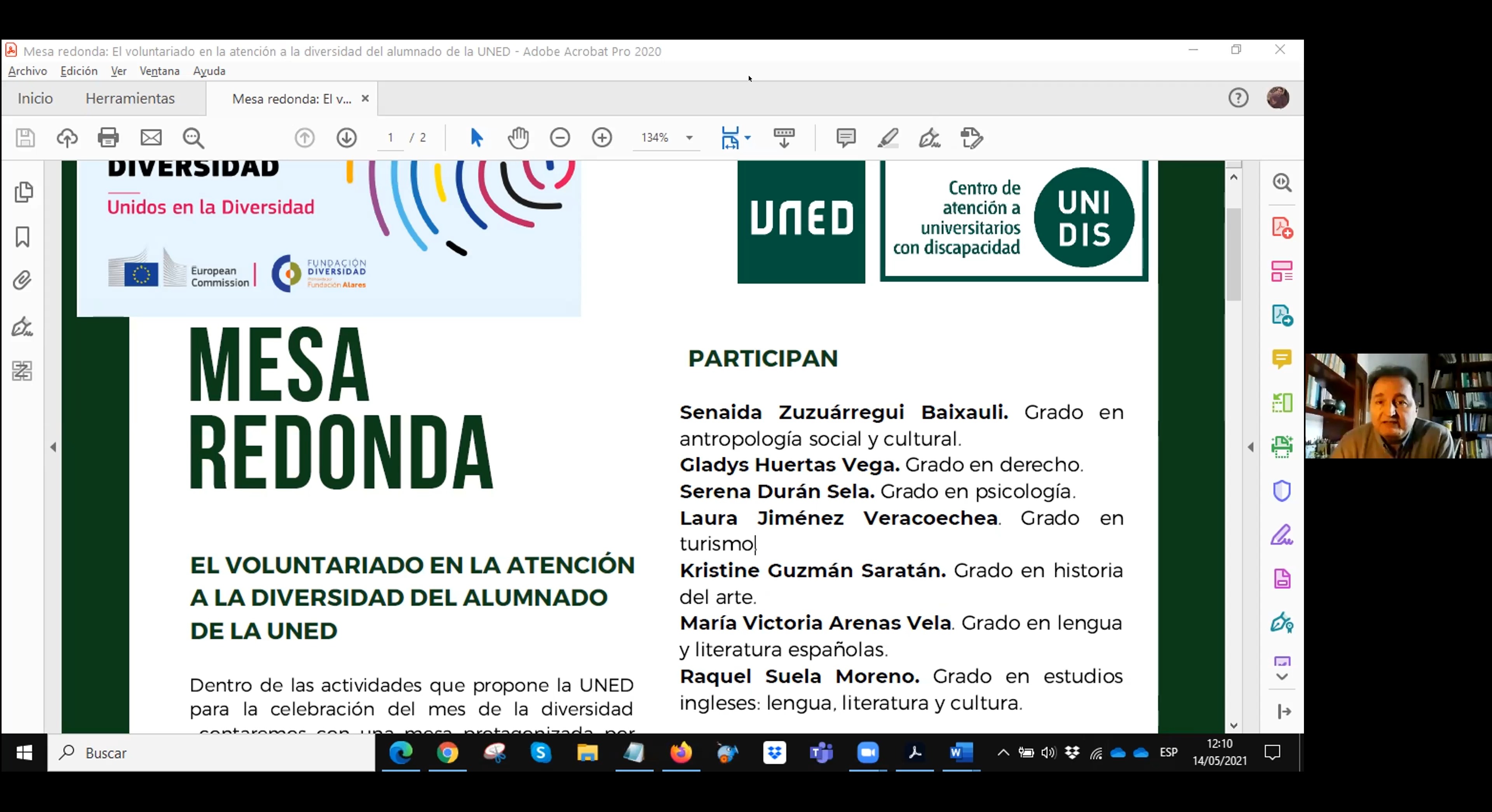 Mesa redonda: El voluntariado en la atención a la diversidad del alumnado de la UNED