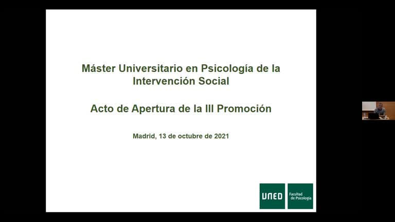 Cierre del Acto de Apertura de la III Promoción del Máster Universitario en Psicología de la Intervención Social