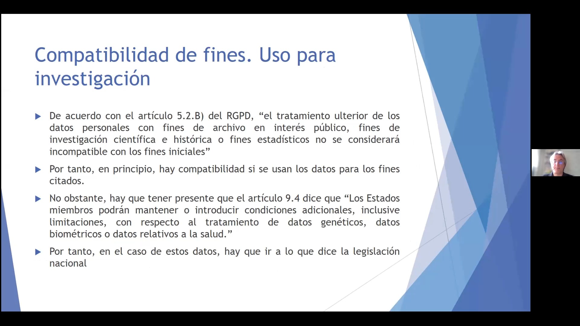 Compatibilidad de fines. Uso para investigación