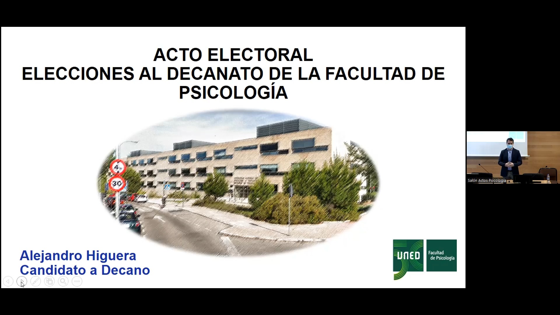 Acto de Campaña Elecciones a Decano Facultad de Psicología. Candidato: Alejandro Higuera Matas