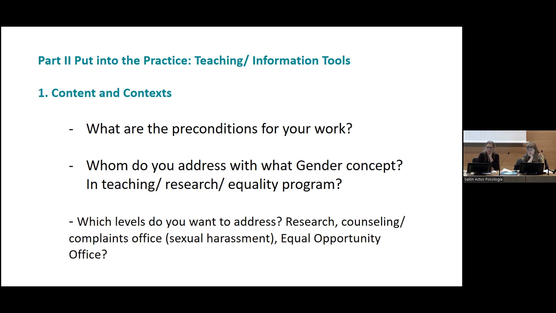 Oldenburg University: Profiling Perspectives on Gender Concepts II