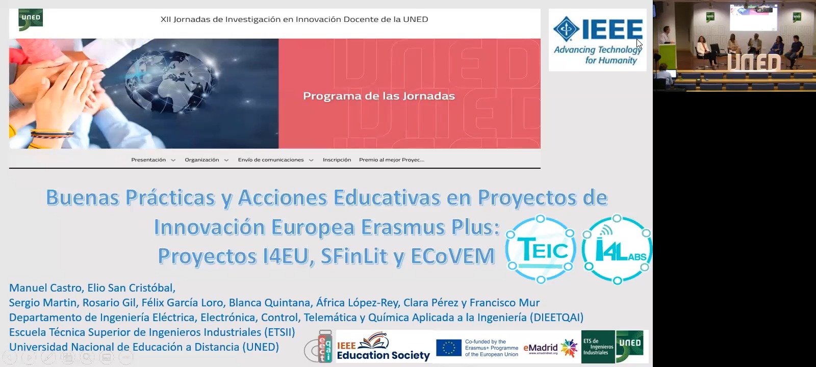 Buenas prácticas y acciones educativas en proyectos de innovación europea Erasmus Plus: Proyectos I4EU, SFinLit y ECoVEM