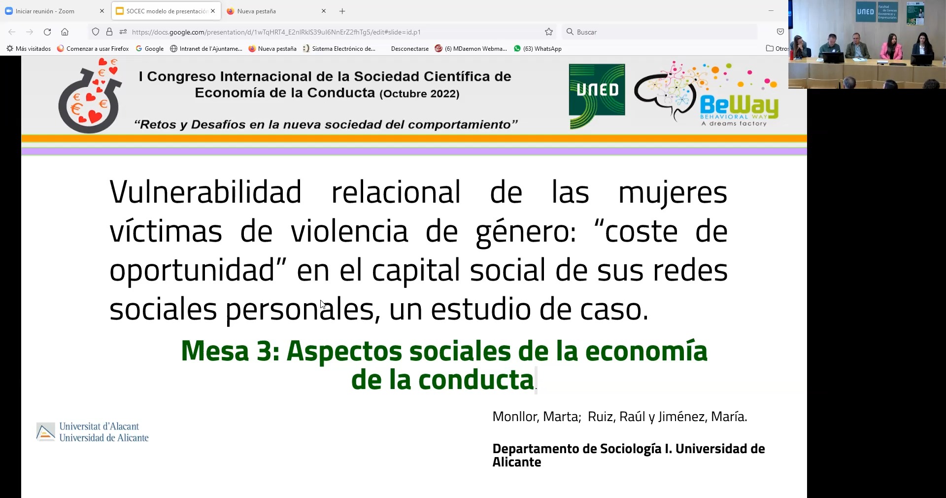 Vulnerabilidad relacional de las mujeres víctimas de violencia de género: “coste de oportunidad” en el capital social de sus redes sociales personales, un estudio de caso. M