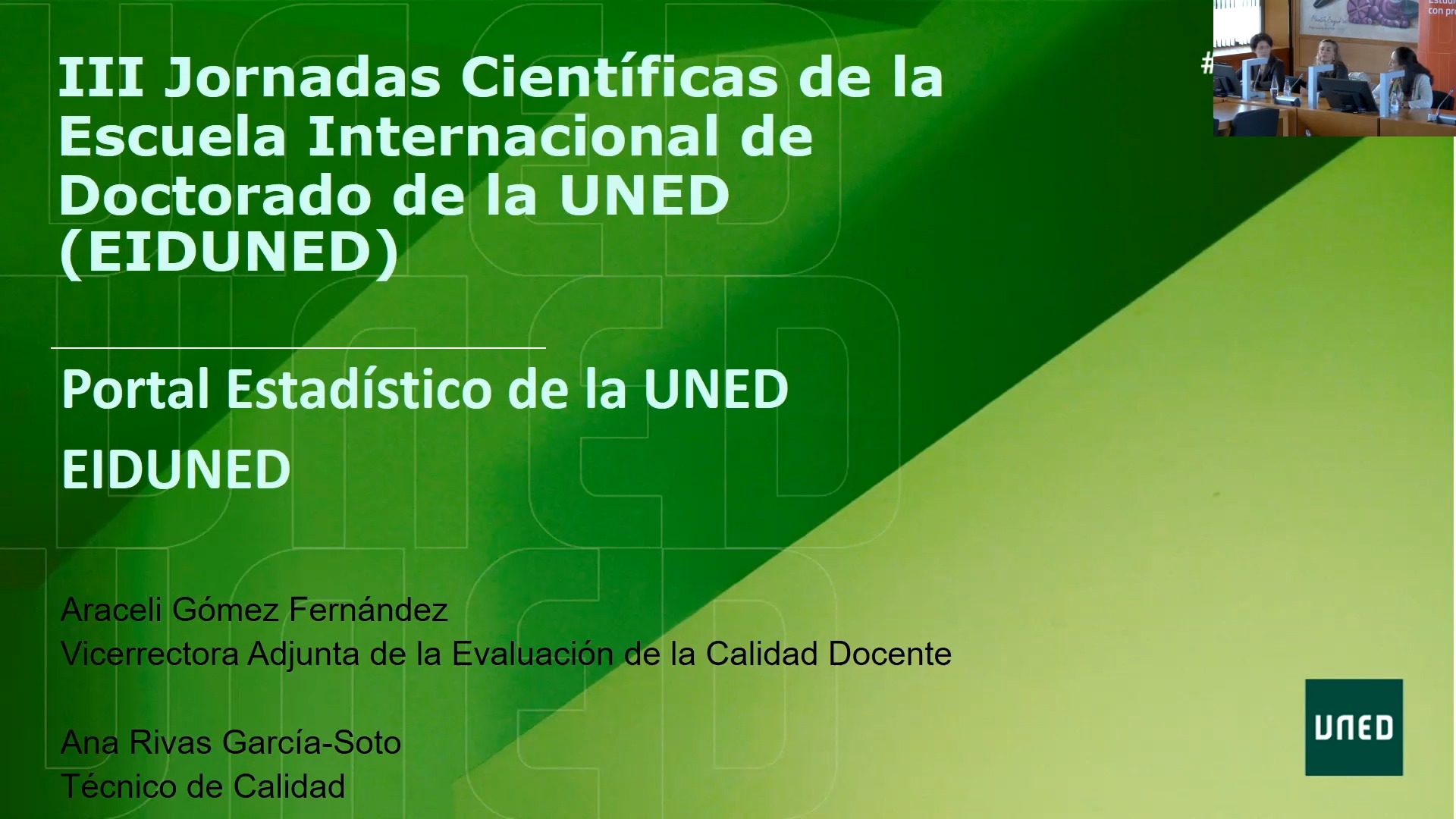 Presentación del espacio del portal Estadístico de la EIDUNED