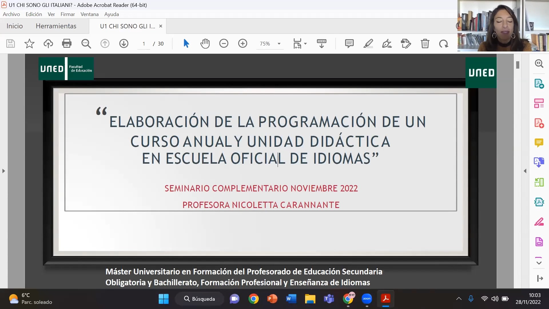 Elaboración de una programación y una Unidad Didáctica en Escuela de Idiomas