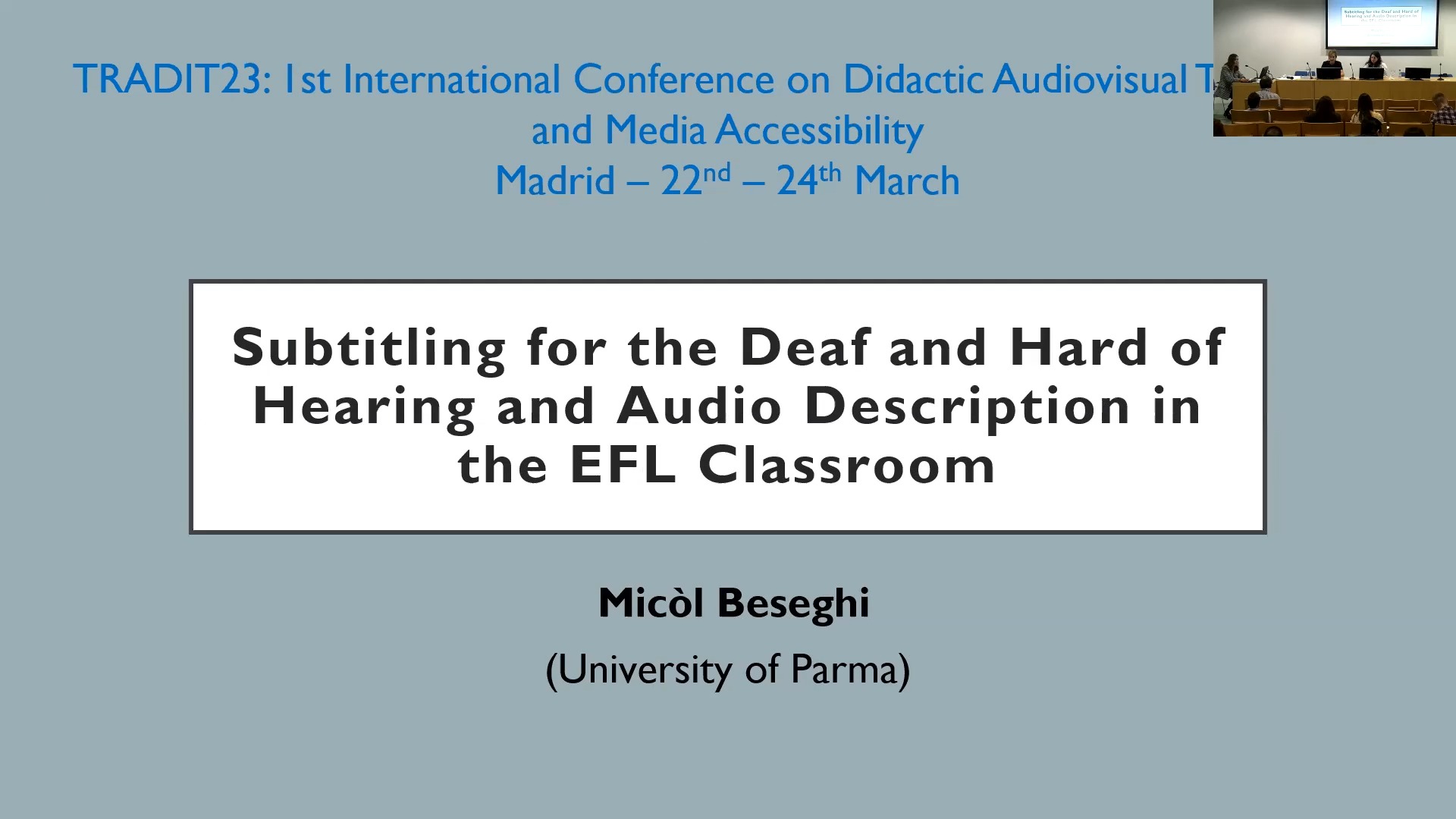 Subtitling for the Deaf and Hard of Hearing and AD in the EFL Classroom