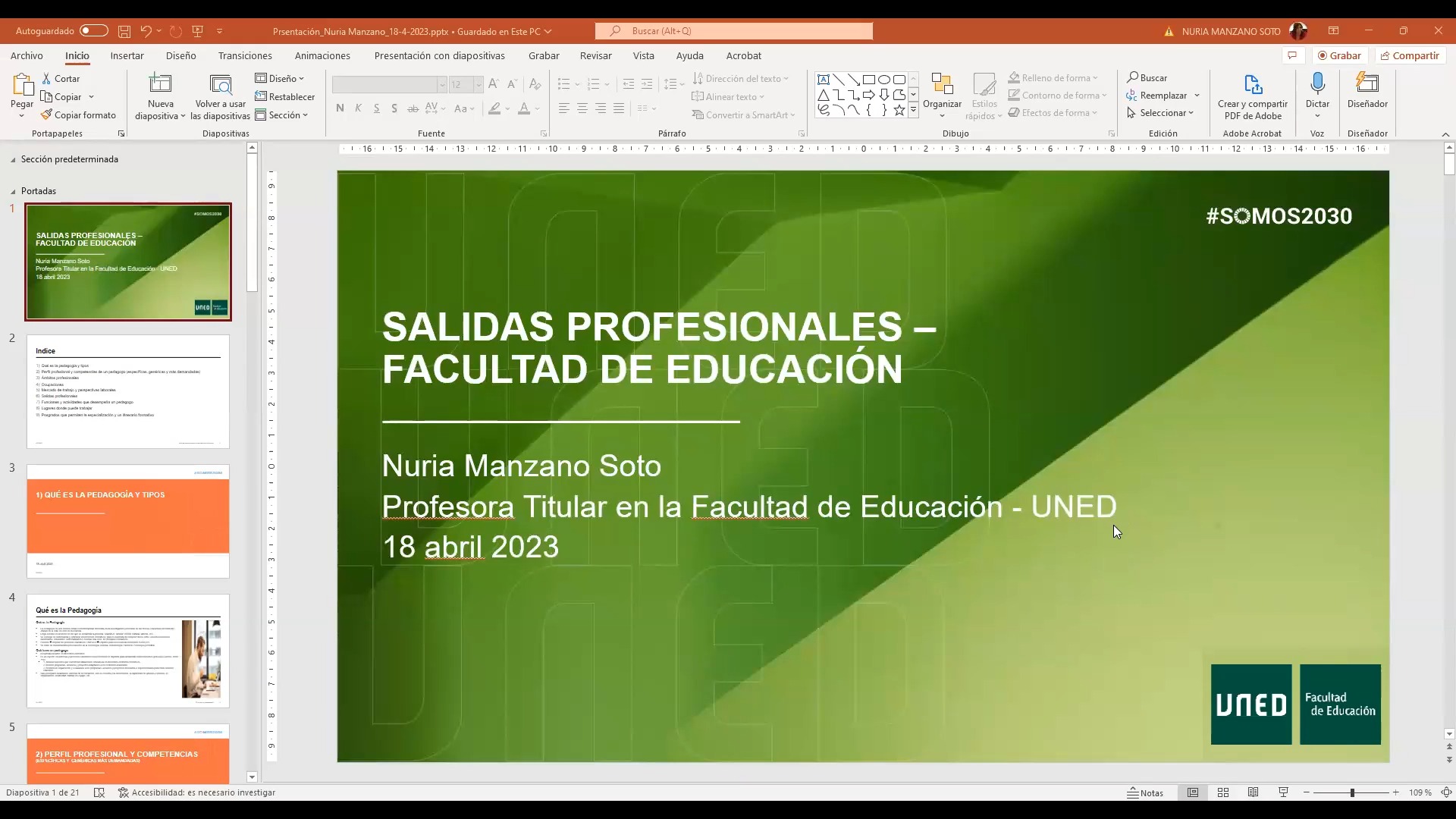 Salidas profesionales. Facultad de Educación