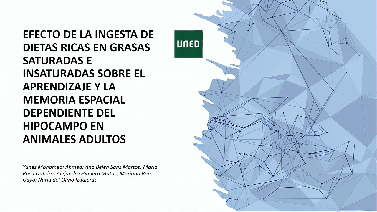 P1.1. Efecto de la ingesta de dietas ricas en grasas saturadas e  insaturadas sobre el aprendizaje y la memoria espacial  dependiente del hipocampo en animales adultos