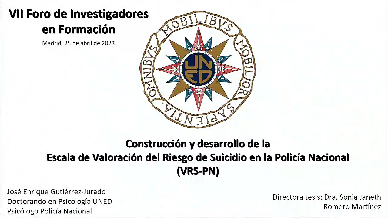 P3.1. Construcción y desarrollo de la Escala de Valoración del  Riesgo de Suicidio en la Policía Nacional