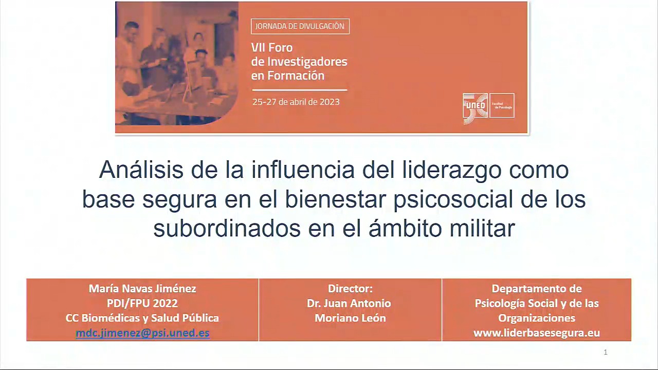 P3.2. Análisis de la influencia del liderazgo como base segura en  el bienestar psicosocial de los subordinados en el ámbito militar
