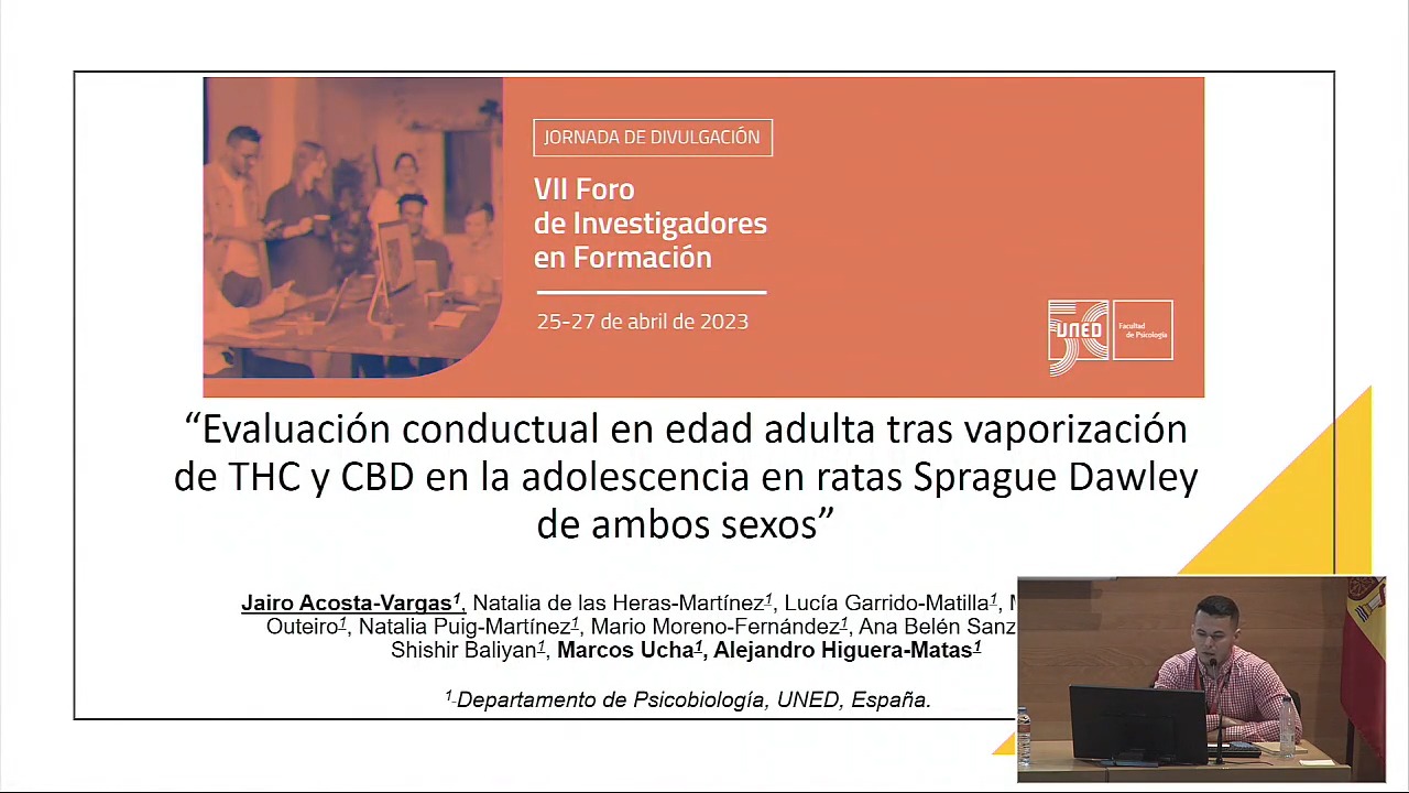 P4.2. Evaluación conductual en edad adulta tras vaporización de thc y cbd en la adolescencia en ratas sprague dawley de ambos sexos