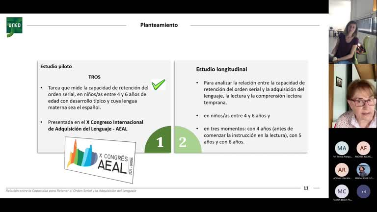 L3.4. Relación entre la capacidad de retención del orden serial y la adquisición temprana del lenguaje