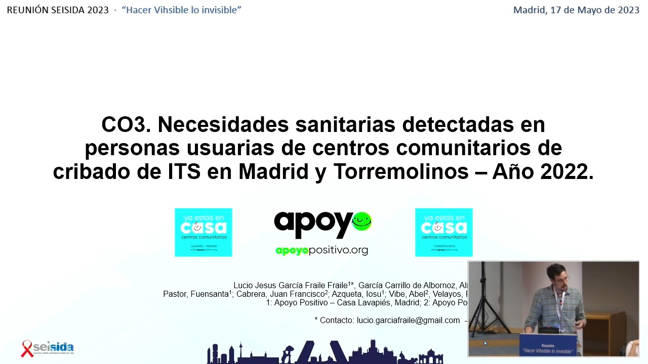 CO3. Necesidades sanitarias detectadas en personas usuarias de centros comunitarios de cribado de ITS en Madrid y Torremolinos – Año 2022