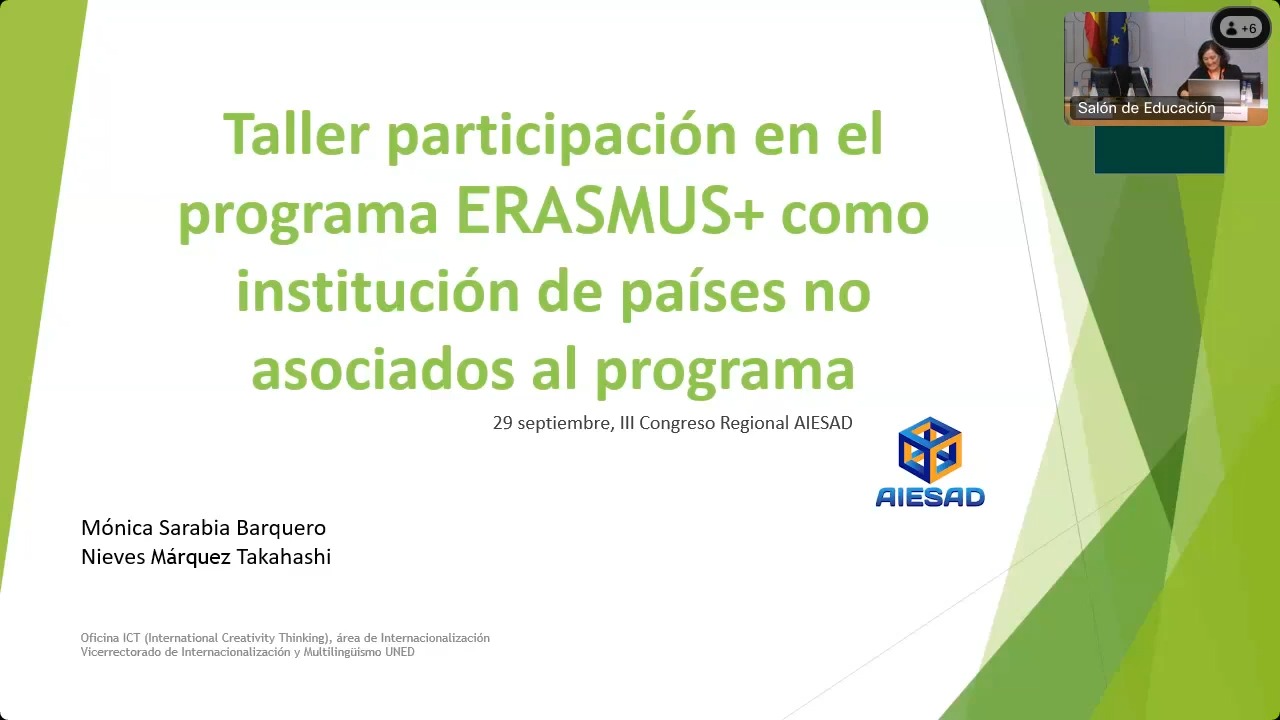 Taller participación en el programa ERASMUS+ como institución de países no asociados al programa