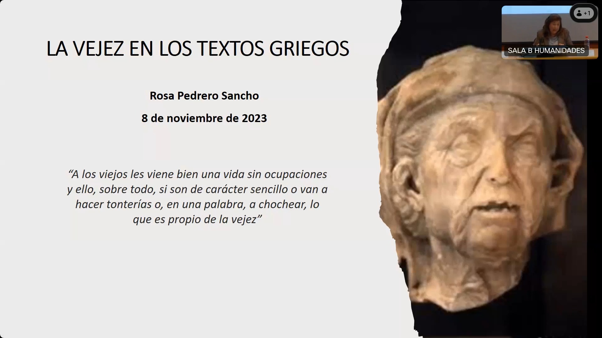 Conferencia: Reflexiones sobre la vejez en los textos griegos